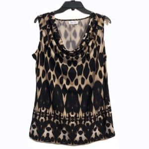 Calvin Klein Cheetah Print Sleeveless Shirt Large